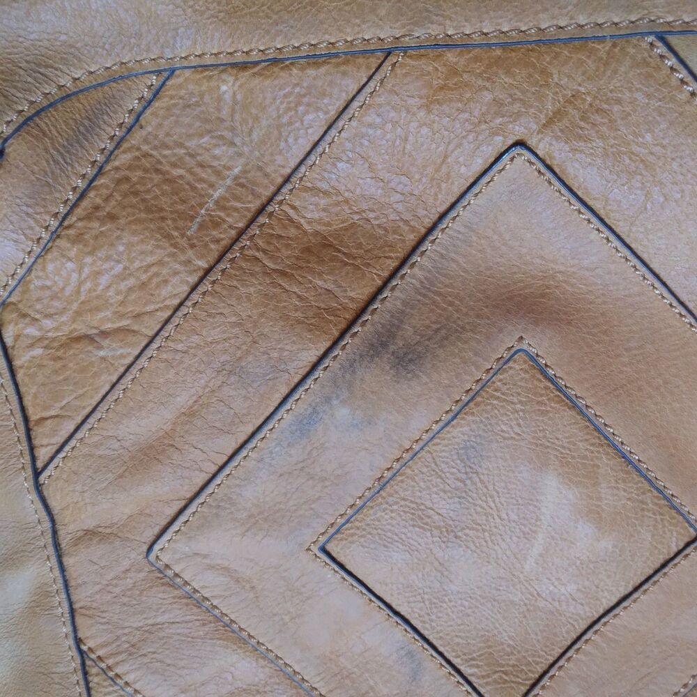 Lucky Brand Large Brown Leather Tote Shoulder Bag Distressed Y2K Boho Festival - Picture 3 of 14